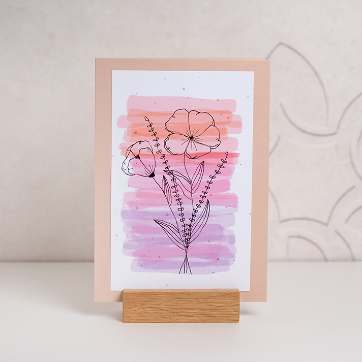 Waerchbrogg Karten Blumen Rosa Gestrichen A5