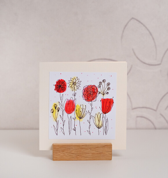 Waerchbrogg Karten Blumen Rot Quadratisch