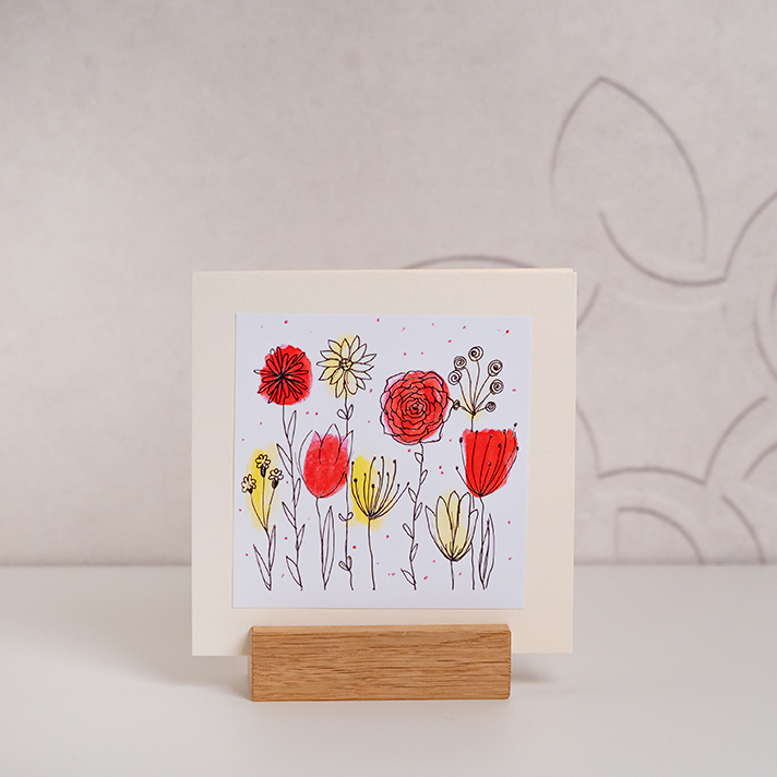 Waerchbrogg Karten Blumen Rot Quadratisch